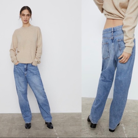 ZARA Premium Denim The Relaxed Straight Leg Jeans NWT Size 6 / 38 Air Bl… - Picture 5 of 16